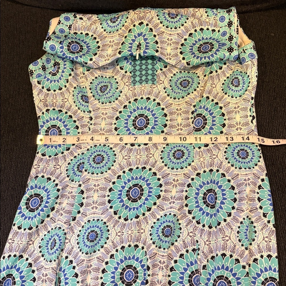 Liz Claiborne Teal and Navy Geometric Midi Dress-Size 10 - Picture 11 of 13